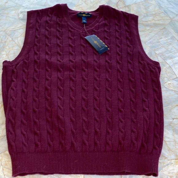 Calvin Klein Men's Deep Red V-Neck Sweater Vest - Picture 6 of 8